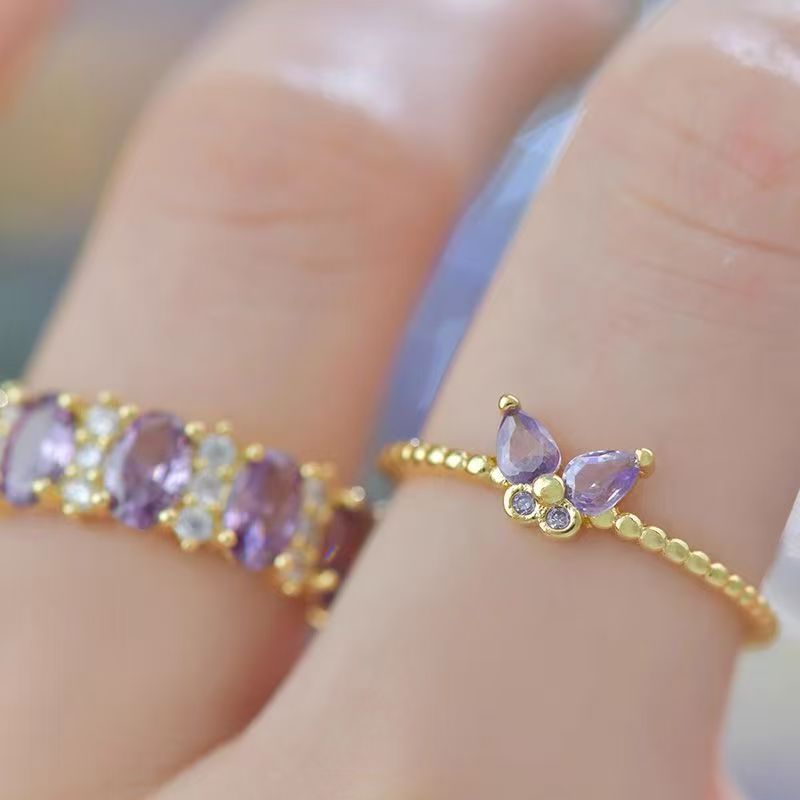 Gold and purple ring set