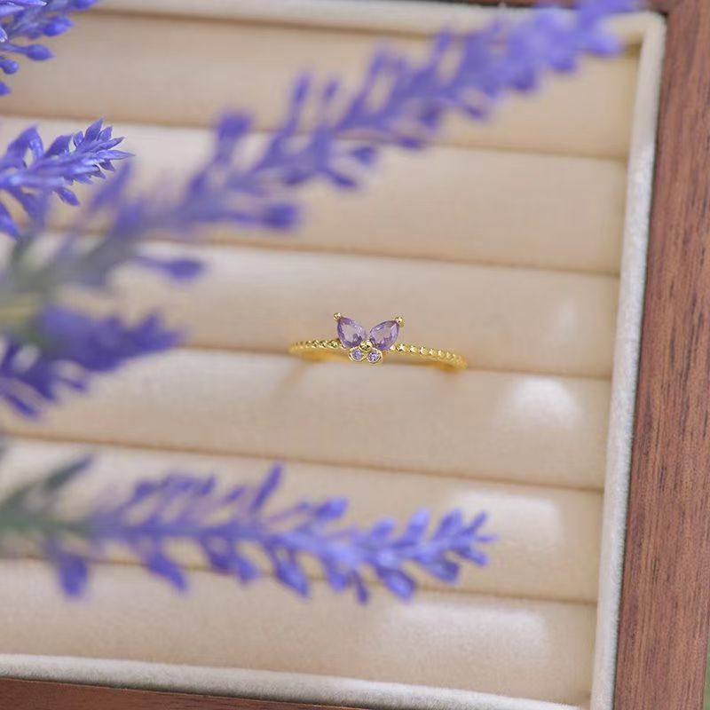 Gold and purple ring set
