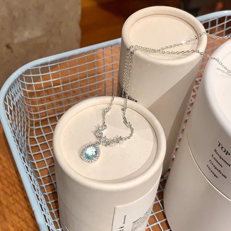 Blue Zirconium Teardrop Necklace