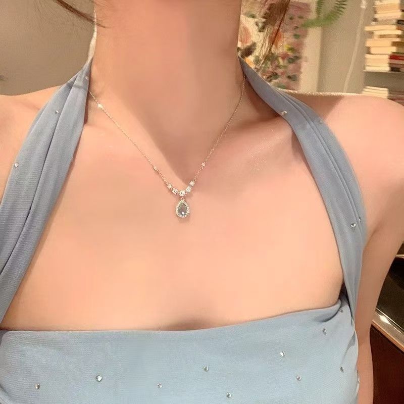 Blue Zirconium Teardrop Necklace