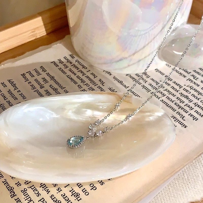 Blue Zirconium Teardrop Necklace