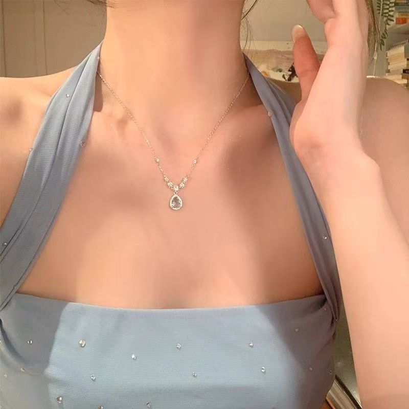 Blue Zirconium Teardrop Necklace