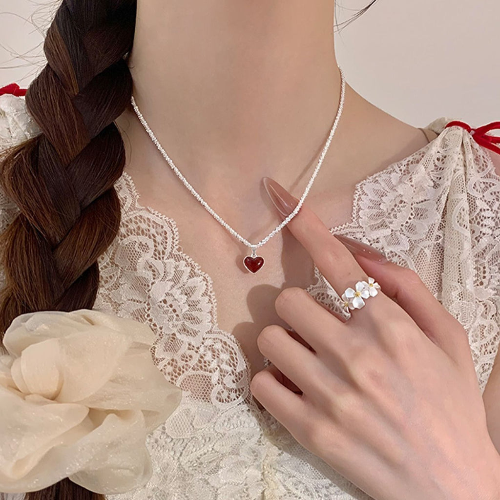Double-sided red heart necklace