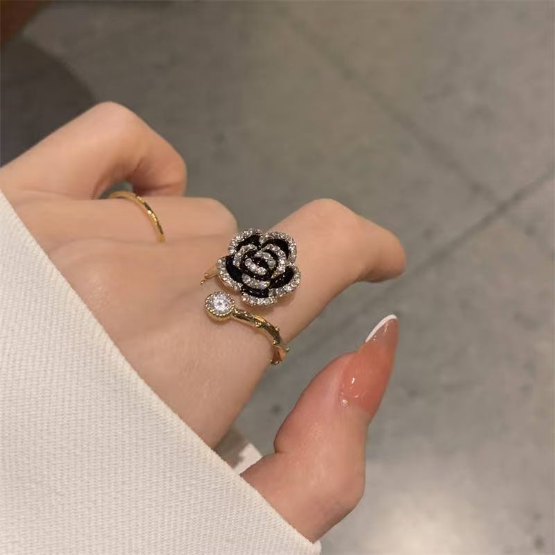 Black Camellia Ring