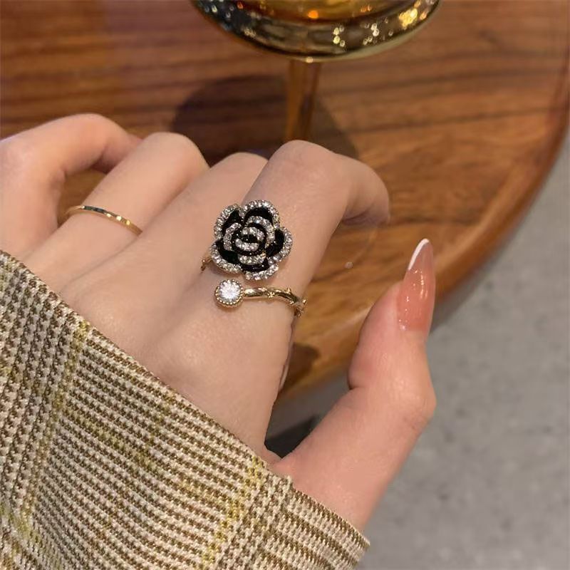 Black Camellia Ring