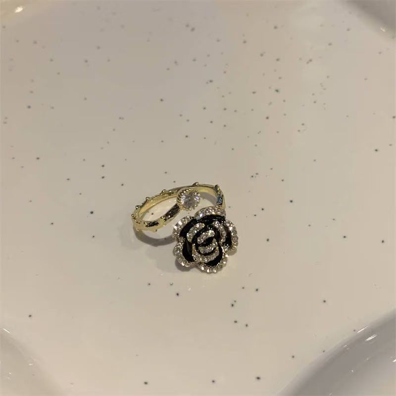 Black Camellia Ring