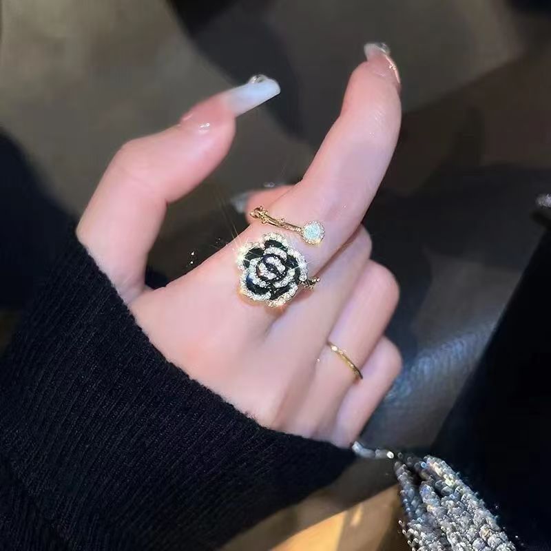 Black Camellia Ring