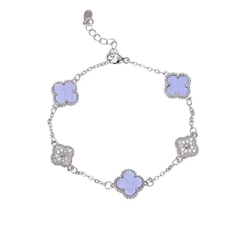 Purple four-leaf clover bracelet