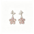 Pink butterfly and flower earrings
