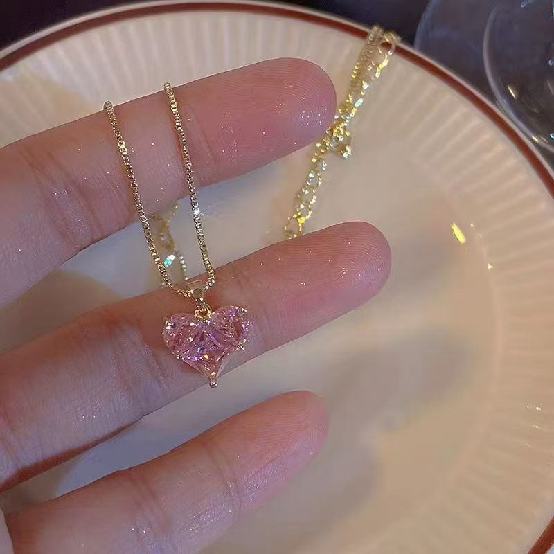 Pink Diamond Heart-Shaped Necklace