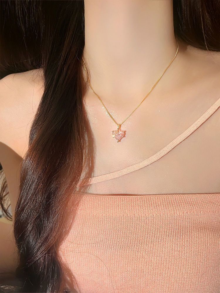 Pink Diamond Heart-Shaped Necklace