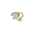 Pink heart-shaped open ring