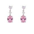 Pink Zirconia Heart Oval Earrings
