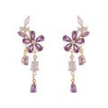 Amethyst Floral Tassel Earrings