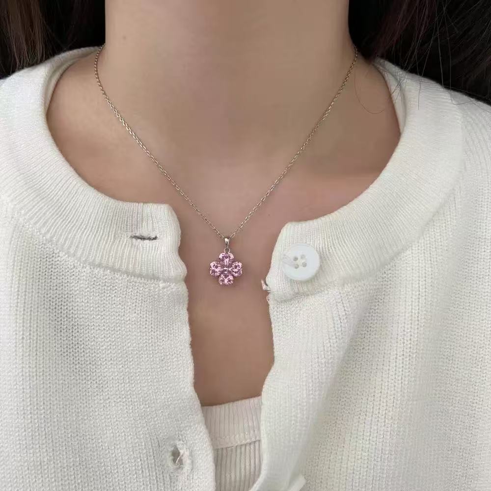 Cherry Blossom Four-Leaf Clover Full Diamond Set