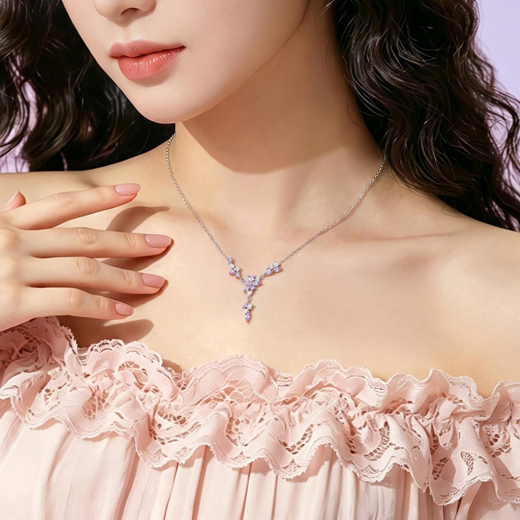 Purple Cherry Blossom Necklace