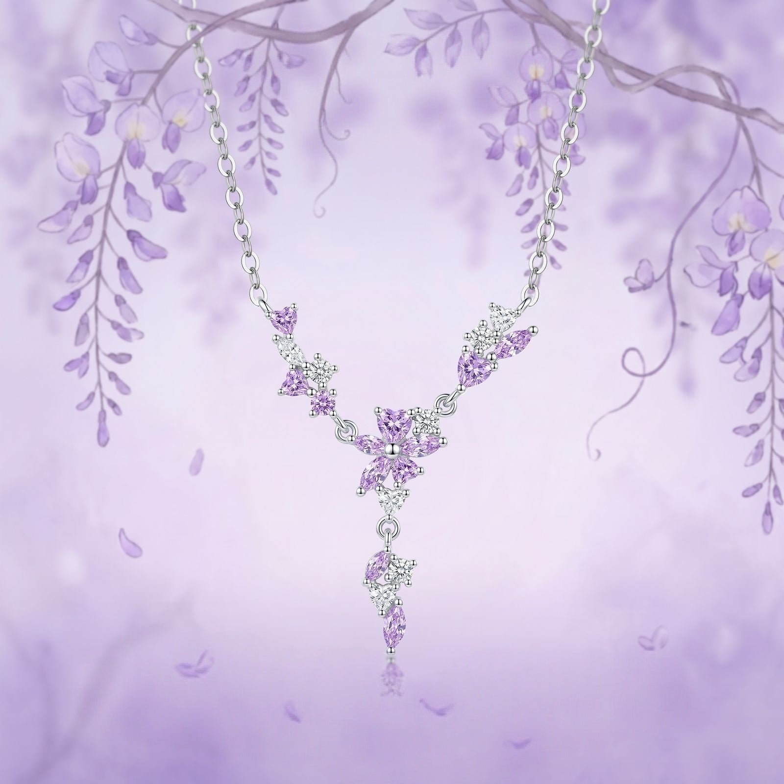 Purple Cherry Blossom Necklace