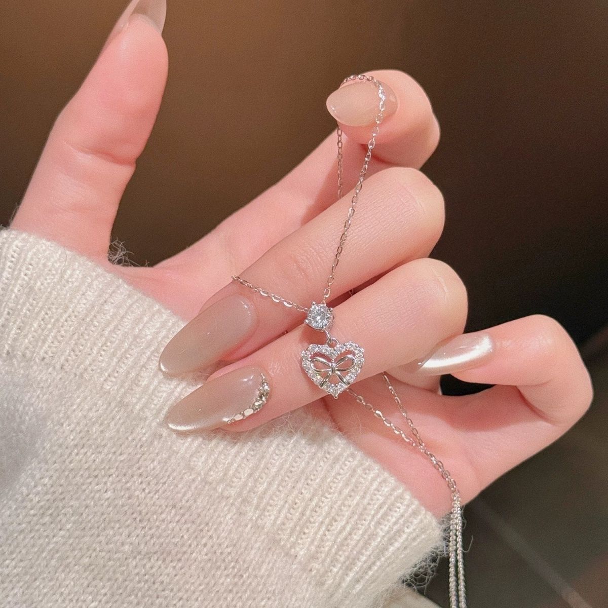 Bow Heart Necklace