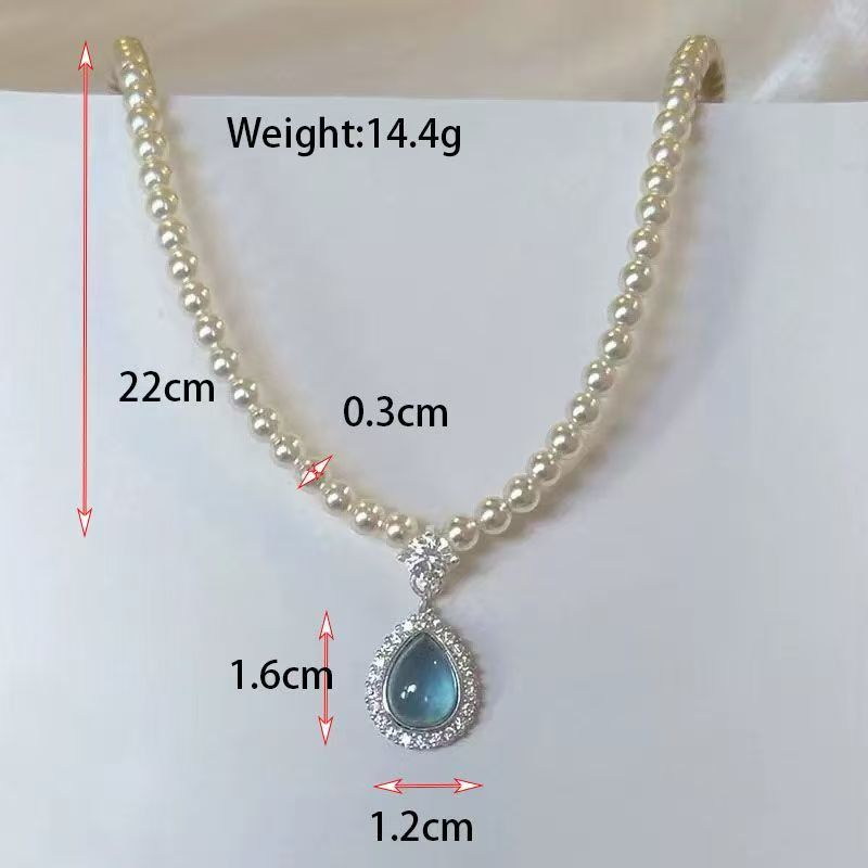 Deep Sea Tears Gemstone Pearl Necklace