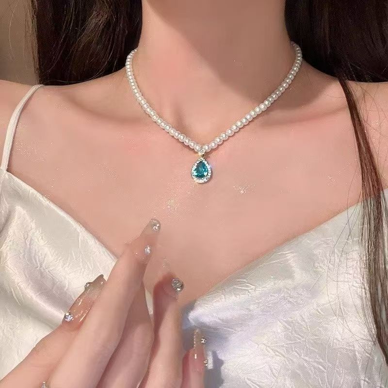 Deep Sea Tears Gemstone Pearl Necklace