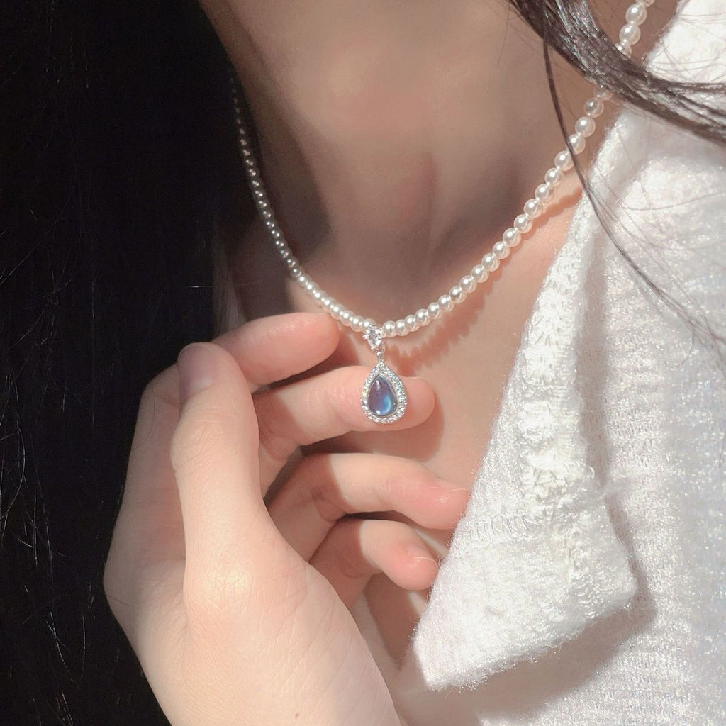 Deep Sea Tears Gemstone Pearl Necklace