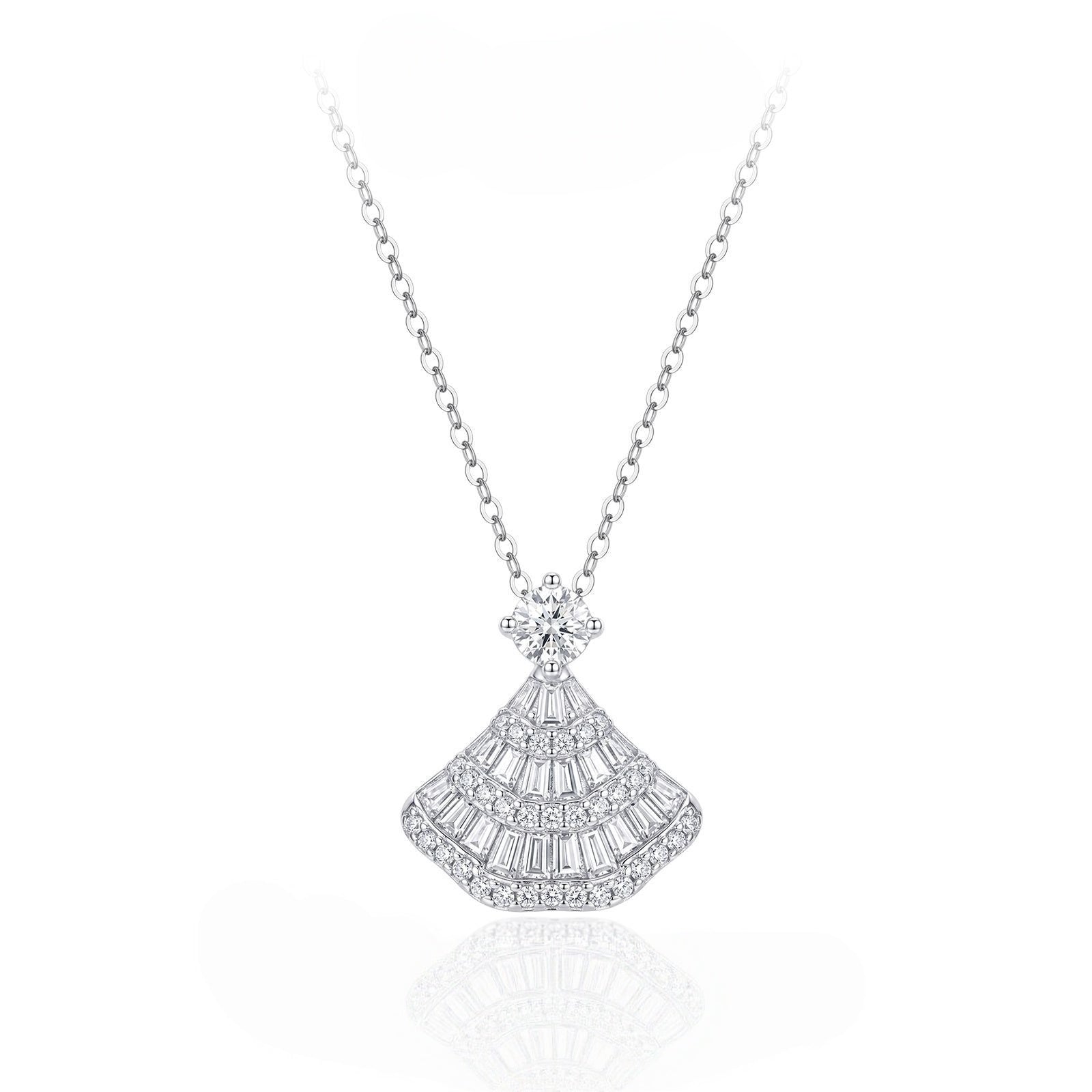 Full Diamond Fan-Shaped Skirt Necklace