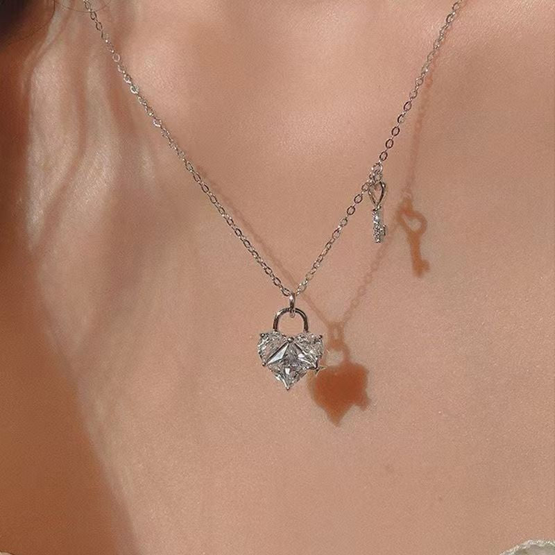 Heart-Shaped Lock Diamond Necklace