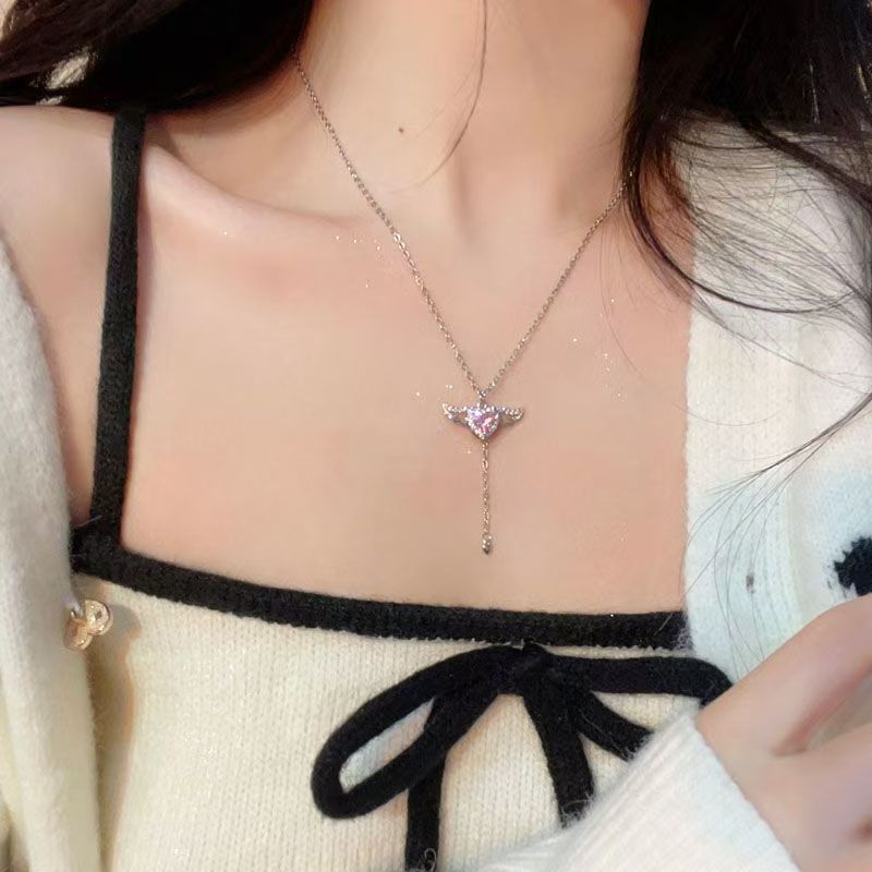 Angel Wings Heart-Shaped Diamond Necklace