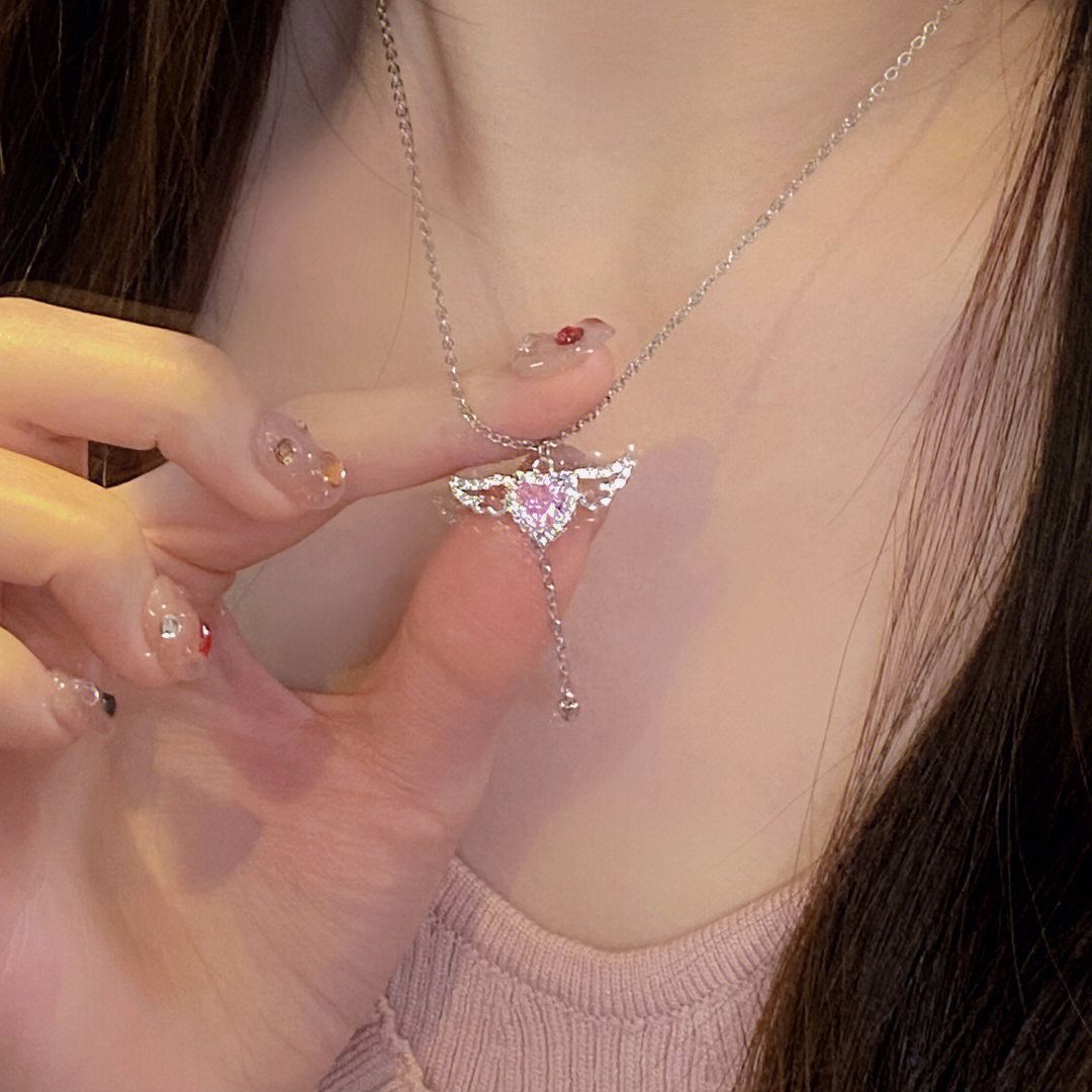 Angel Wings Heart-Shaped Diamond Necklace