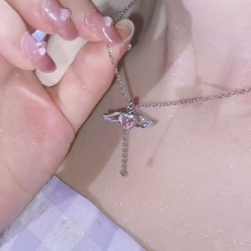 Angel Wings Heart-Shaped Diamond Necklace