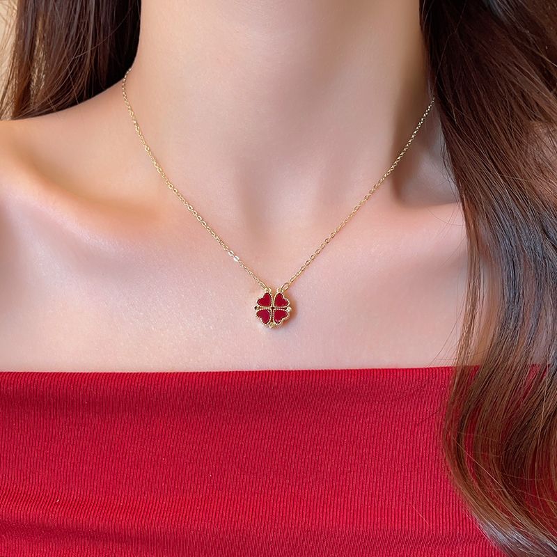 Magnetic Reversible Four-Leaf Clover Necklace