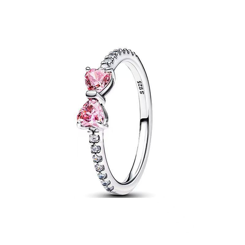 Pink Diamond Heart &amp; Bow Set
