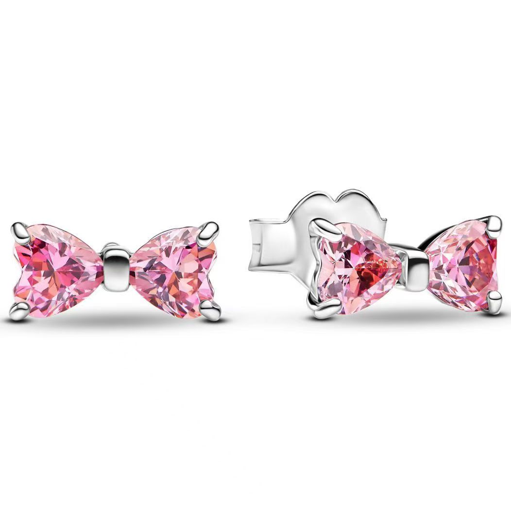Pink Diamond Heart &amp; Bow Set