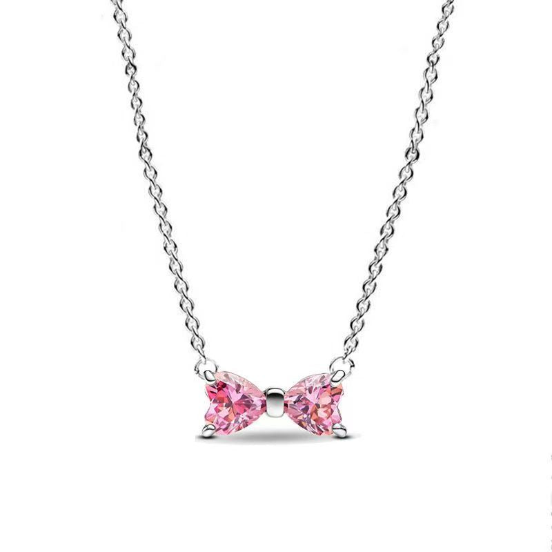 Pink Diamond Heart &amp; Bow Set