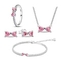 Pink Diamond Heart &amp; Bow Set