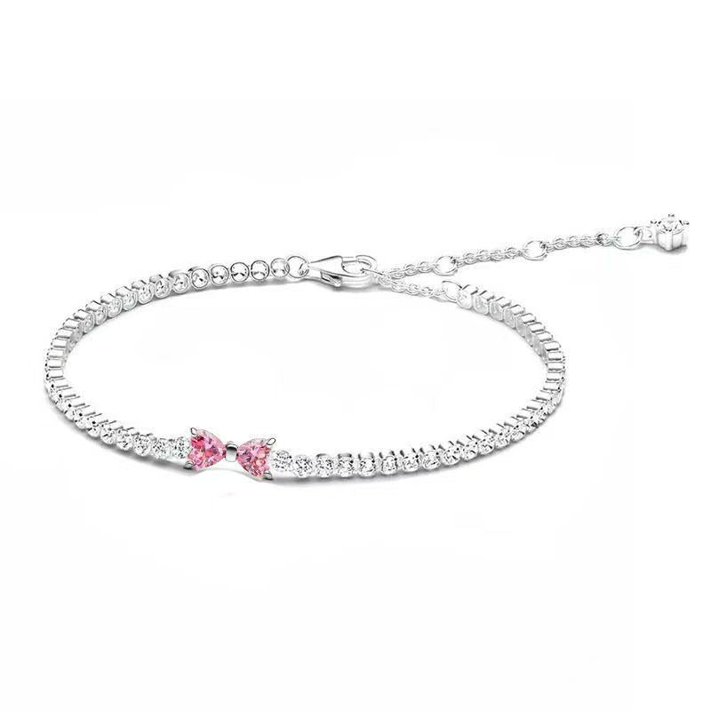 Pink Diamond Heart &amp; Bow Set