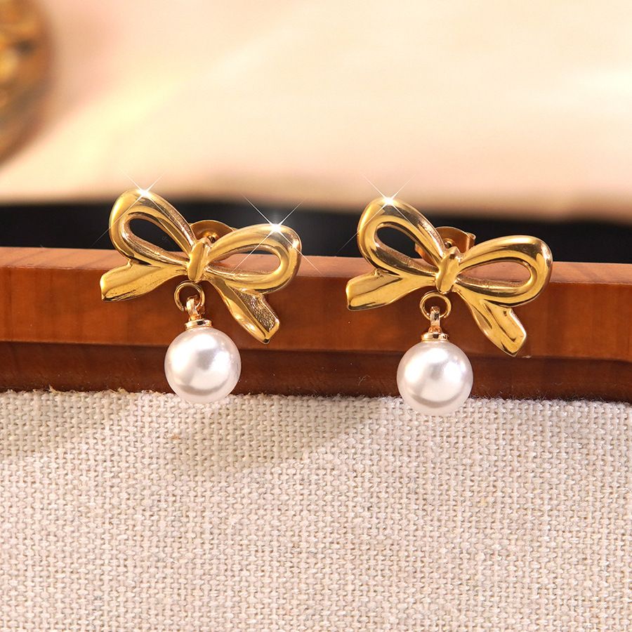 Titanium Steel Bow Pearl Set