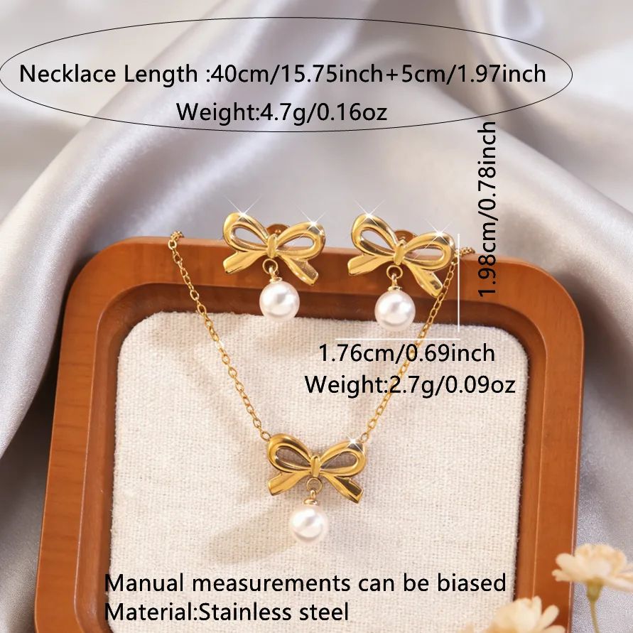 Titanium Steel Bow Pearl Set