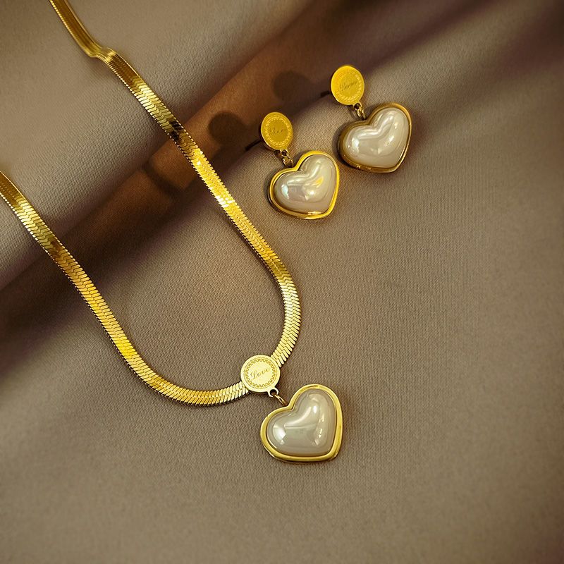 Heart-Shaped Snake Bone Chain Set