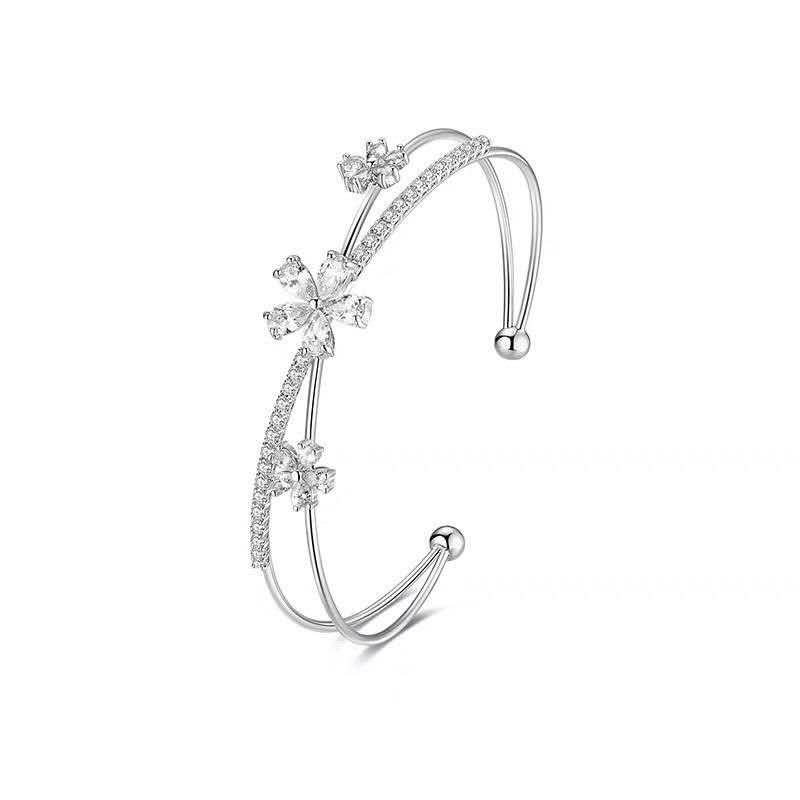 Sparkling Zircon Cherry Blossom Open Bangle