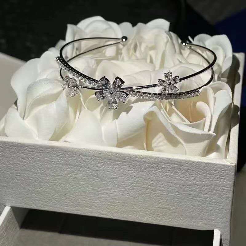 Sparkling Zircon Cherry Blossom Open Bangle