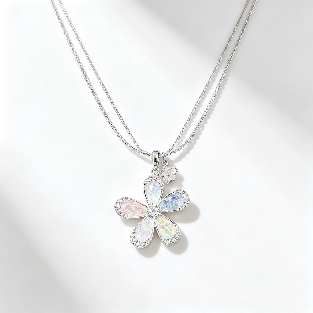 Colorful Floral Rhinestone Necklace