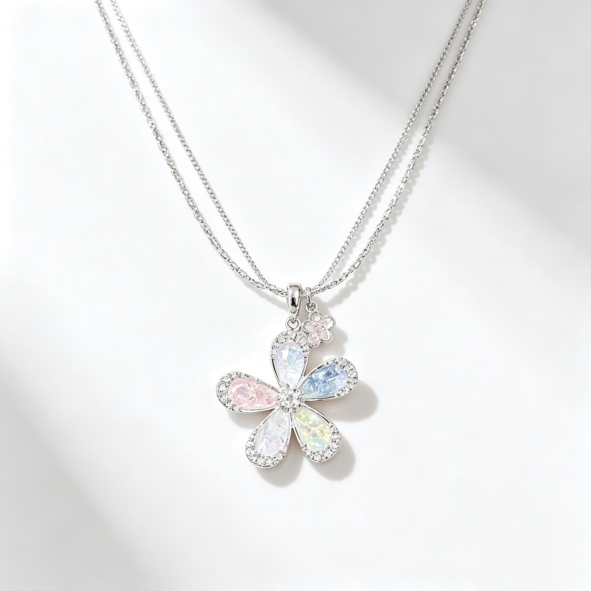 Colorful Floral Rhinestone Necklace