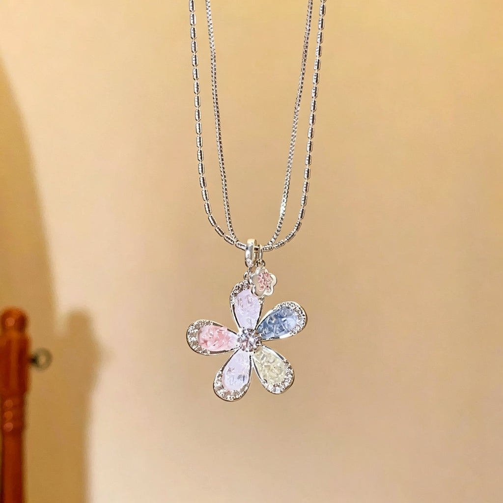 Colorful Floral Rhinestone Necklace