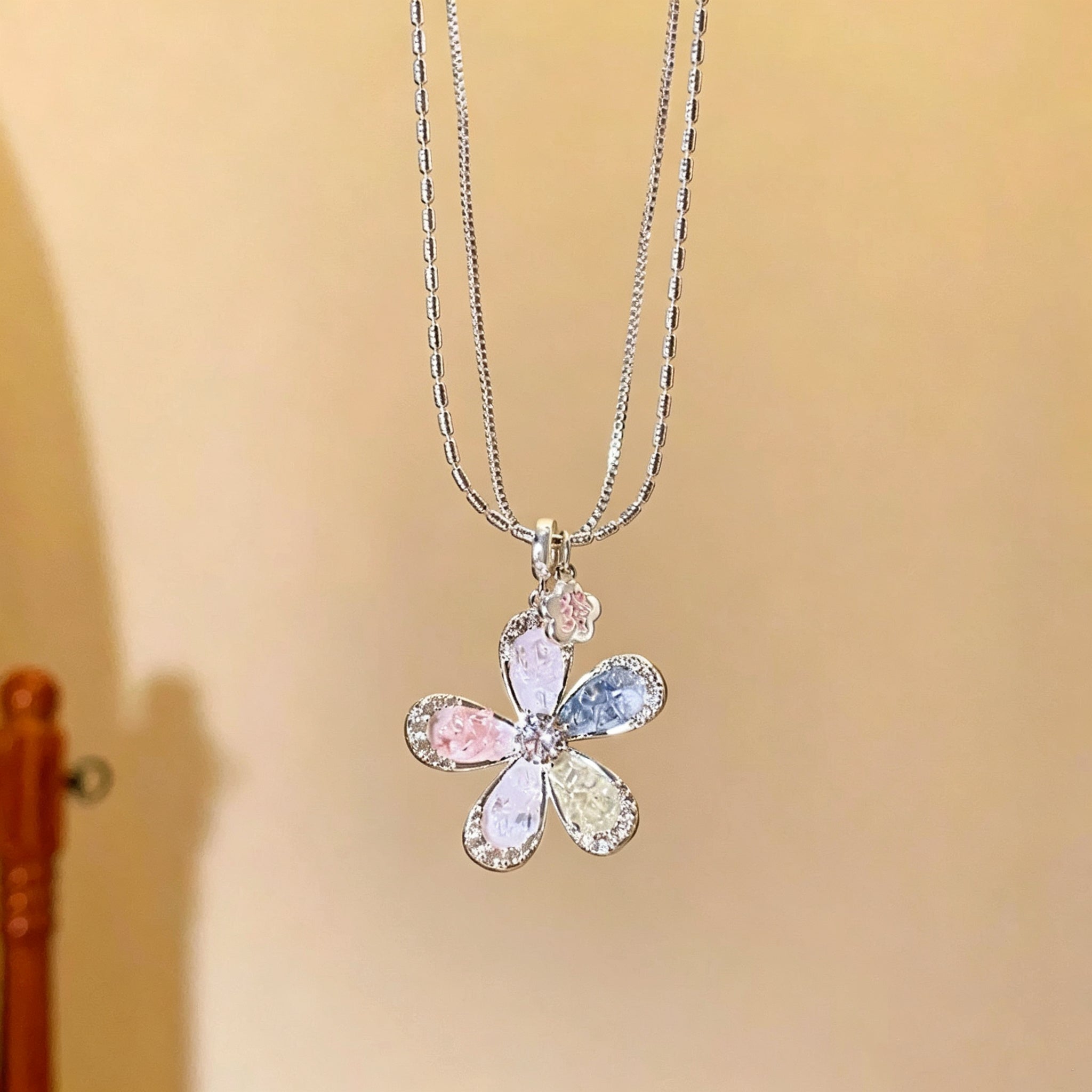 Colorful Floral Rhinestone Necklace