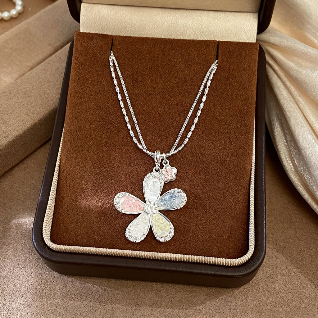 Colorful Floral Rhinestone Necklace