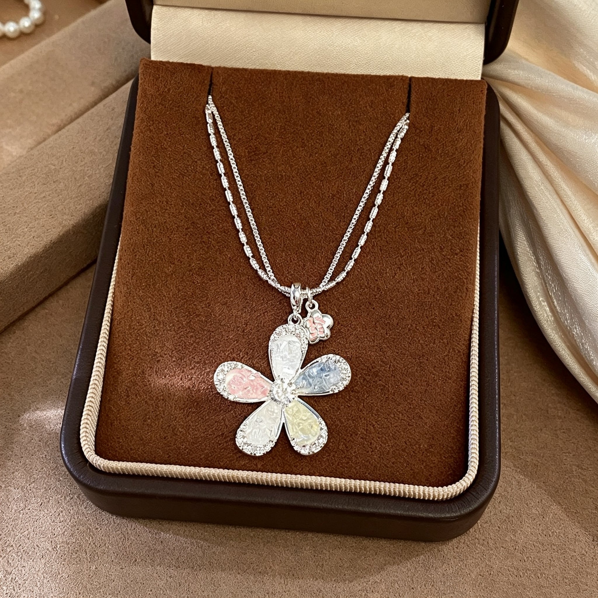 Colorful Floral Rhinestone Necklace