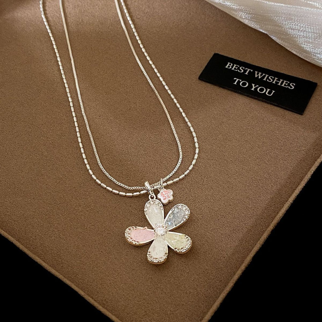 Colorful Floral Rhinestone Necklace