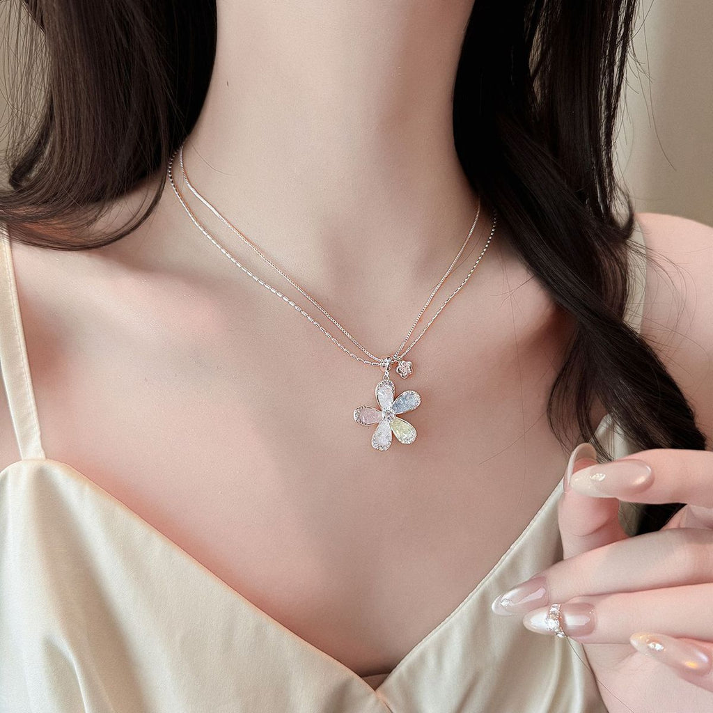 Colorful Floral Rhinestone Necklace