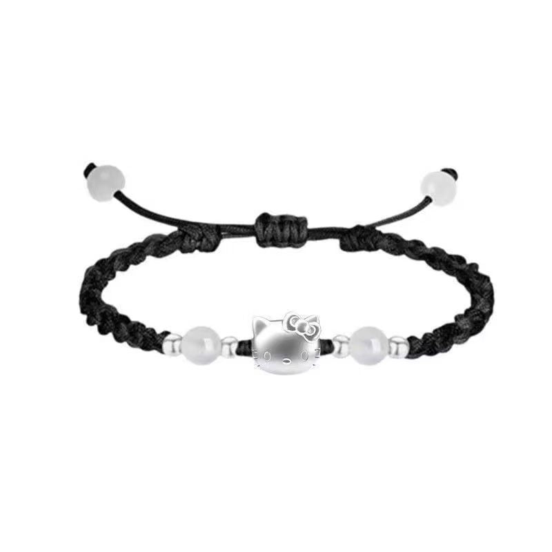 Hand-Woven 999 Pure Silver Hello Kitty Bracelet